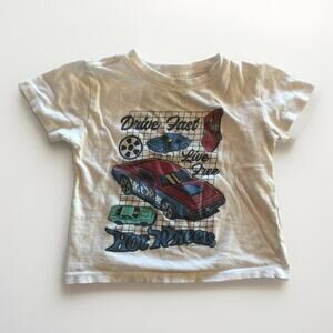 Hot Wheels Toddler T Shirt 2T White Graphic Cars Tee Retro Style